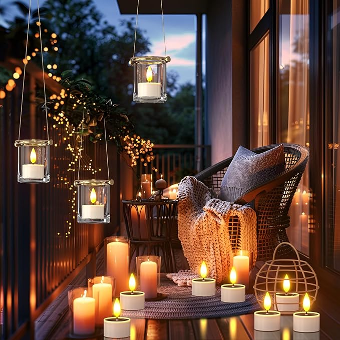 PChero Solar Tea Lights Outdoor Waterproof, 6Pcs Rechargeable Dusk to Dawn Candles, Flameless Flickering LED Votives Candles for Patio Lantern, Garden Decor, Mason Jar, Camping Table, 1.5"x2.1"