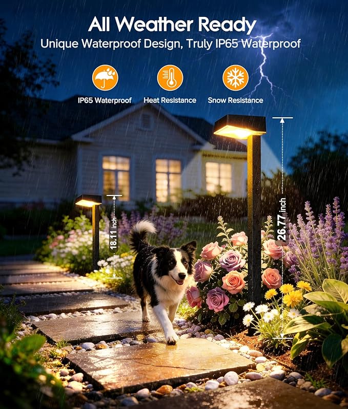 ELECLINK Solar Pathway Lights Outdoor, 4 Pack Garden Lights Solar Powered Path Lights with Larger LED Lens, 2 Light Modes Waterproof Outdoor Solar Light for Yard Driveway Walkway Landscape Patio Lawn