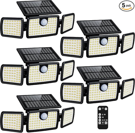 MIHANI Solar Lights Outdoor, Quick Charge Solar Motion Deck Lights Outdoor for Deck with High Brightness, Larger Built-in Tempered Glass Panel, Sensitive PIR Motion Inductor (Remote,5 Pack)
