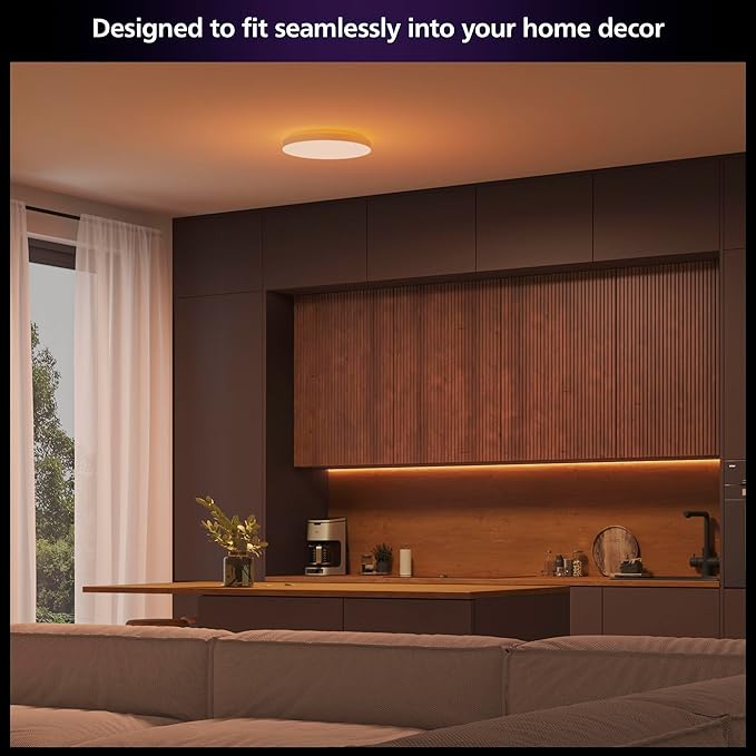 Philips Hue Datura Smart Ceiling Panel (Large Round 2.49 in x 22.60 in) White & Color Light, Bluetooth Compatible, Voice Control with Alexa, Apple Home & Google Assistant