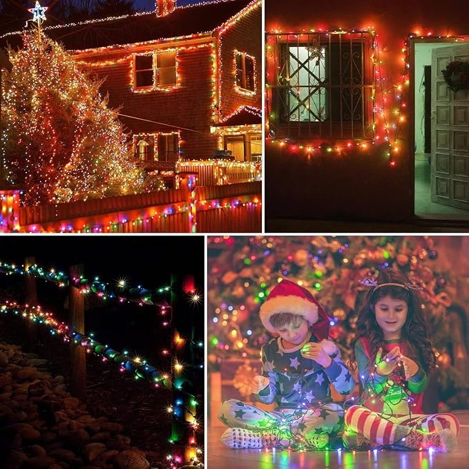 String Lights Indoor Bedroom, 33FT 100 LED Fairy String Lights Outdoor Waterproof, 8 Modes Memory Twinkle Christmas Light Plug in for Classroom Dorm Patio Tree Garden Decor (Multicolor)