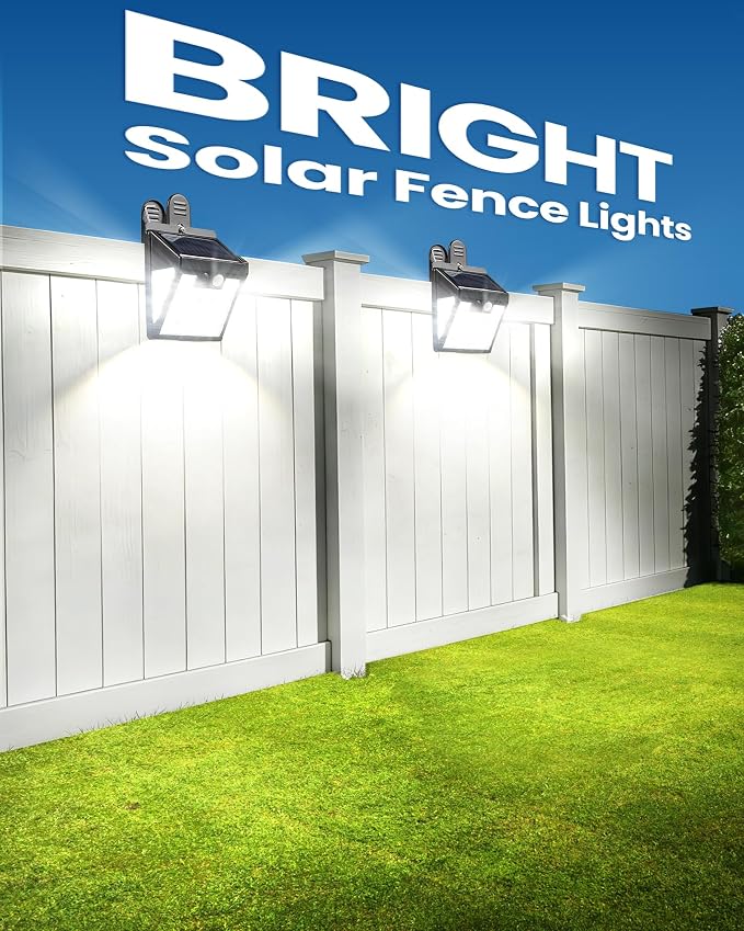 160LEDs Clip on Solar Lights Outdoor, Motion Sensor Outdoor Lights, Clip on Solar Fence Lights Outdoor, IP65 Waterproof Solar Lights for Deck Yard Garden Camping (4 Pack)