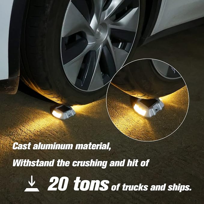 VOLISUN Solar Deck Lights Driveway Dock Lights, 8-Pack Led IP68 Waterproof Outdoor Warning Step Lights for Driveway Sidewalk Garden Pathway Yard(Warm White, Auto On/Off