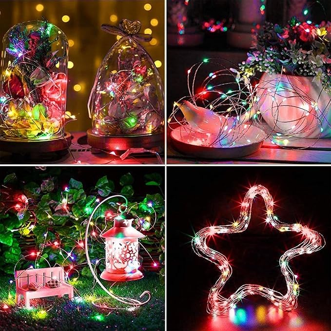 4-Pack Multicolor Christmas Fairy Lights Battery Operated with Timer, 16FT 50 LED String Lights Outdoor Indoor, Twinkle Lights Waterproof for Bedroom Wedding Party Christmas Decoration (Multicolor)
