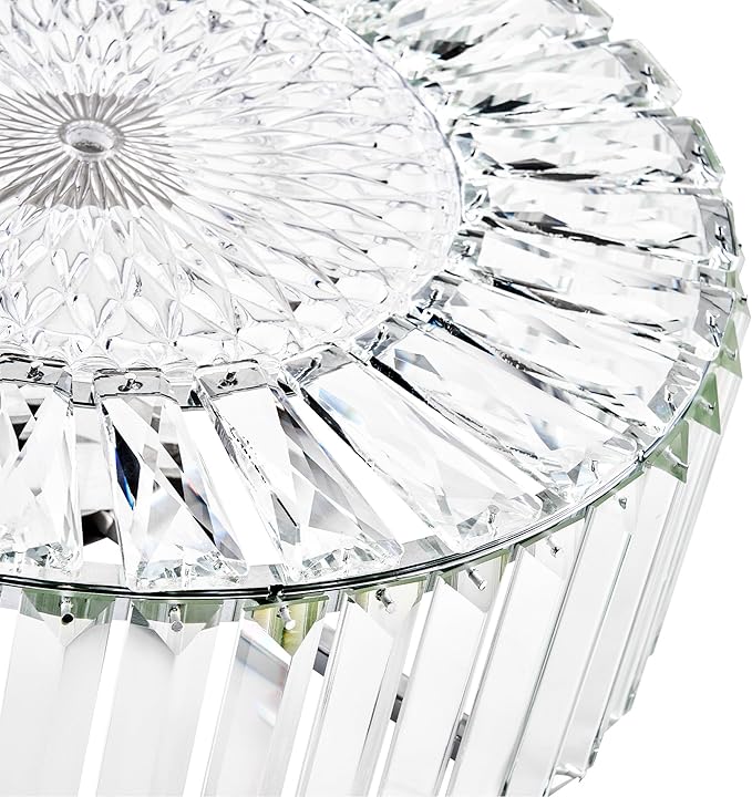 VONLUCE Crystal Light Fixture, Modern Semi Flush Mount Ceiling Light, 15" Round 4-Light Crystal Chandelier Hallway Lighting for Kitchen Bedroom Living Room Dining Room Entryway Closet, Nickel