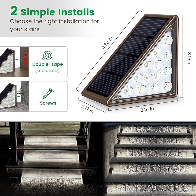 JOFIOS Solar Step Lights - 12 Pack, Waterproof IP67, Deck & Staircase Lights, Patio & Front Step (Cool Brown)
