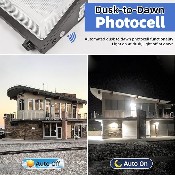 hykolity 120W LED Wall Pack Light with Dusk-to-Dawn Sensor, 16200lm 5000K Daylight Commercial Security Lighting, 750W MH Equivalent, 100-277V, Waterproof LED Outdoor Wall Mount Light for Warehouses