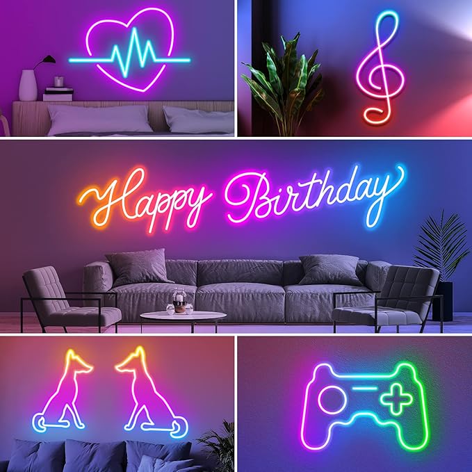 AILBTON 100Ft Neon Rope Lights,Flexible Led Rope Lights Control with App/Remote,Multiple Modes RopeLights,IP65 Outdoor RGB Led Neon Lights NonWater Resistant,Music Sync Gaming Led NeonLight Strip
