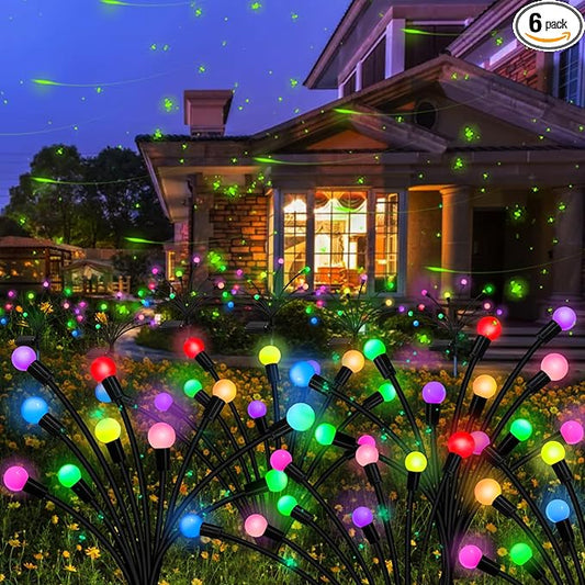 Kohlrabi Solar Garden Lights Outdoor, 6 Pack 48 LED Solar Firefly Lights Waterproof, Sway by Wind, Swaying Light for Yard Patio Backyard Garden Planter Flower Bed Pathway Outdoor Decoration