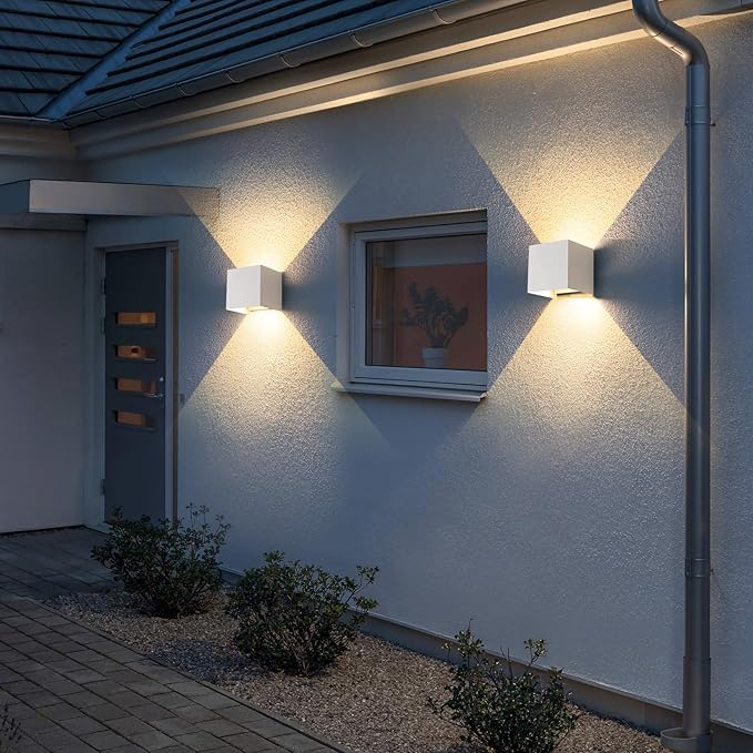 LED 15W Outdoor Sconce Lights Exterior/Interior 3 Colors Adjustable Wall Light Fixture IP65 Waterproof Porch Exterior Wall Sconce Modern Outdoor Lighting Square Aluminum White Up and Down Lights