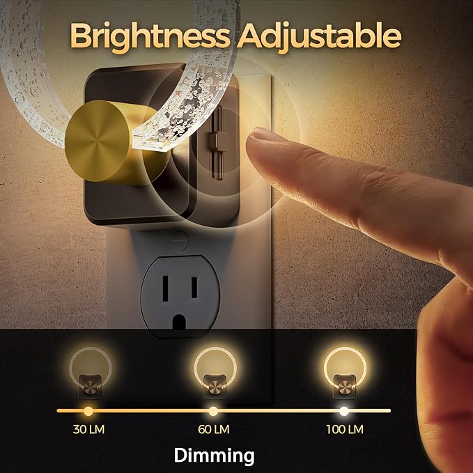 DORESshop LED Night Light，Decorative Night Light Plug Into Wall [2 Pack] with Dusk-to-Dawn Sensor, Dimmable Nightlights, Adjustable Brightness for Hallway, Bedroom,Kids Room,Stairway,Soft White
