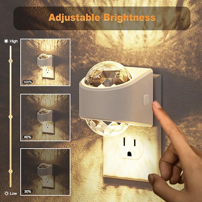JandCase Night Lights Plug into Wall, 3000K Soft White Star Projector Night Light, Automatic Galaxy Nightlight Plug in with Light Sensor for Bathroom Hallway Room Decor