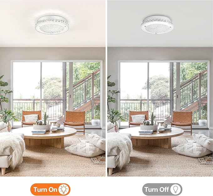 Crystal Ceiling Light Fixture 11" LED Crystal Bathroom Ceiling Light Fixtures Semi Flush Mount for Kitchen, Entryway, Foyer, Bathroom, Laundry Room, Cloakroom, Hallway 4000K (Dimmable)