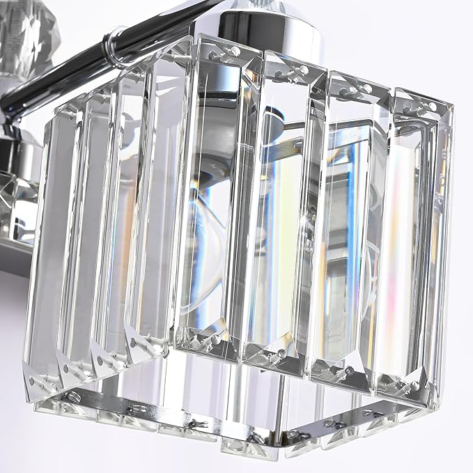 PRESDE Crystal 4 Light Bathroom Vanity Lights Chrom Vanity Light for Bathroom Over Mirror Modern Bath Wall Lighting