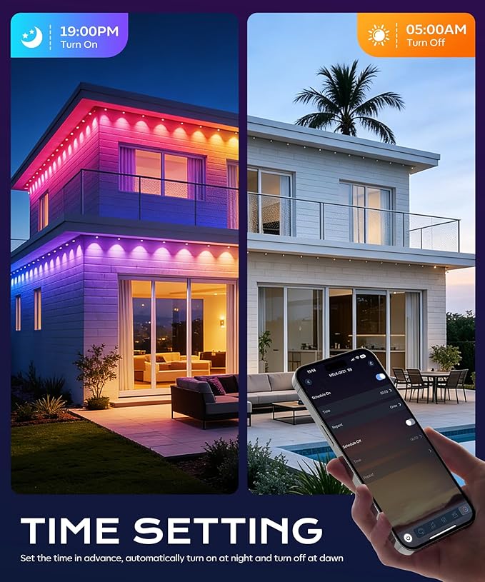 Permanent Outdoor Lights for House,200ft RGB+IC Lights with 16 Million Colors & 50 Scene Modes, App/Remote Control, IP67 Waterproof, DIY Music Sync, for Christmas, Holiday & Party Decor