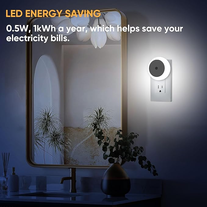 LED Night Light, Night Lights Plug into Wall, Auto Dusk to Dawn Sensor Night Lamp Led Night Light for Bedroom, Bathroom, Hallway Stairs (Cool White, 6 Pack)