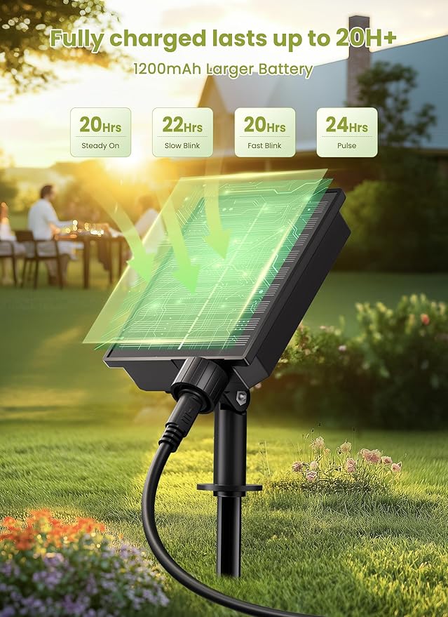 Brightown Solar String Lights Outdoor Waterproof with Remote Cable Ties and Hooks, 37FT Patio Lights with 10 LED Shatterproof Bulbs, 3 Light Modes, Dimmable Hanging Lights for Backyard Party Decor
