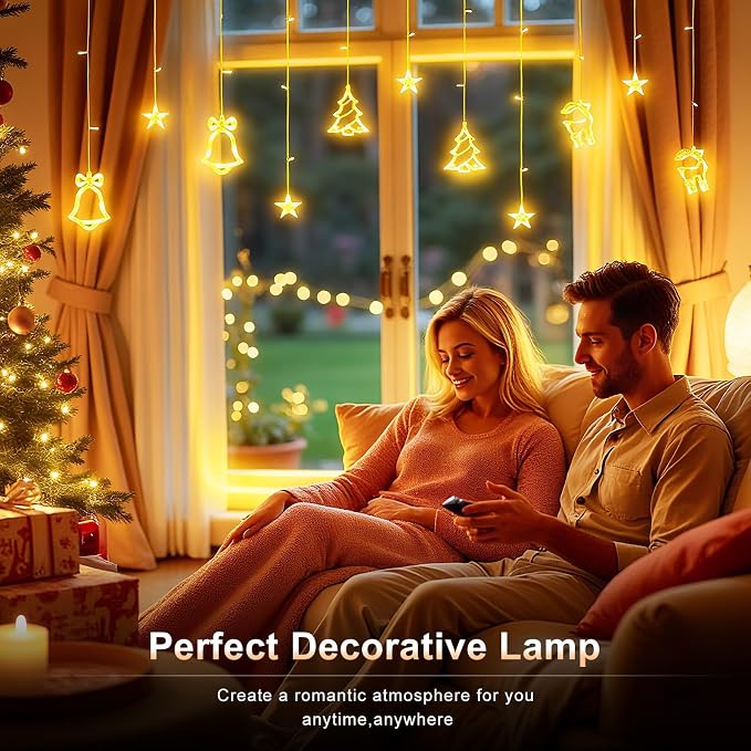 Curtain String Light Decorations 11.48FT Connectable Warm White Hanging Home Lamp USB Powered Fairy Light Indoor/Outdoor for Family Party Decor