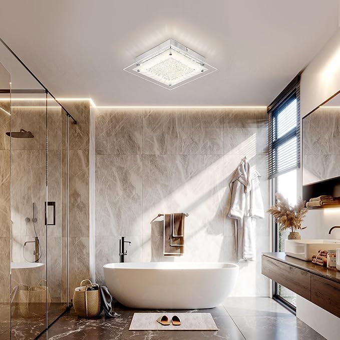 Square Flush Mount Dimmable Light Fixtures - 11IN Kitchen, Bathroom, Living Room, Bedroom, Hallway Ceiling Lights