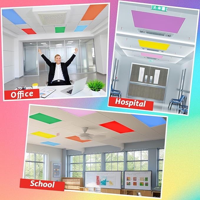 8 Pcs Fluorescent Light Covers with 80 Magnets Decorative for Classroom Ceiling Lights 4 x 2 Feet Magnetic Light Cover Filter Easy Install for Office Hospital Home Ceiling Supplies (Vibrant Color)