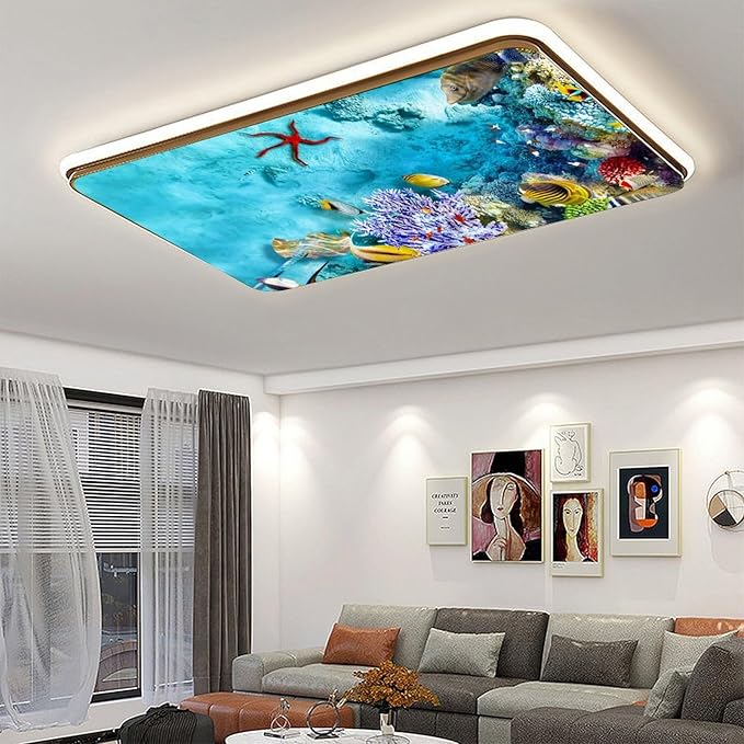 2 Pack Fluorescent Light Cover for Ceiling, Sea Ocean Magnetic Classroom Lights Covers, Supplies for School, Home Office