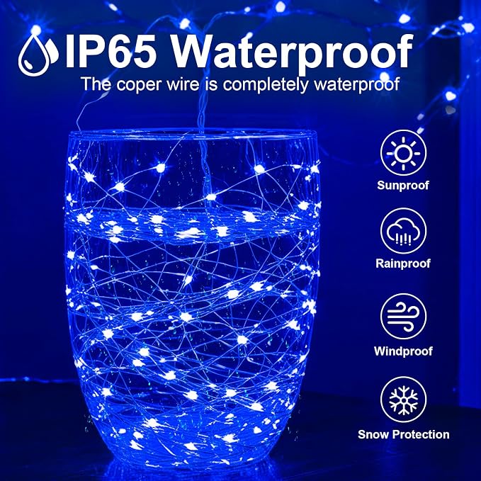 2Pack USB Plug in Fairy String Lights,16ft 50 LED Copper with Remote and Timer, 8 Modes Waterproof Twinkle String Lights Battery Powered for Bedroom Indoor Party Wedding Christmas Decoration