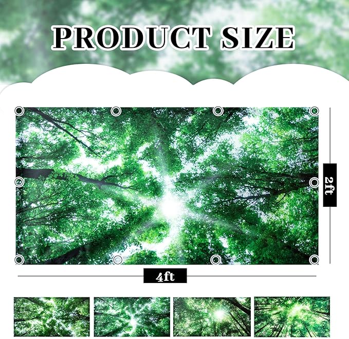 ROCEEI 8 Pack Fluorescent Light Covers, 4 x 2 Feet Magnetic Forest Covers Bulk for Ceiling Classroom Light, Reduce Glare, Easy Install, Filters for School, Home, Office, Hospitals Cubicle Decor