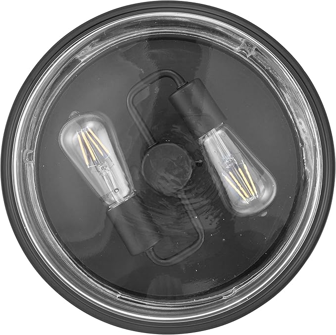 Prominence Home Madalyn 13" Bronze Flush Mount Clear Square Glass Drum Ceiling Light - 51537-01