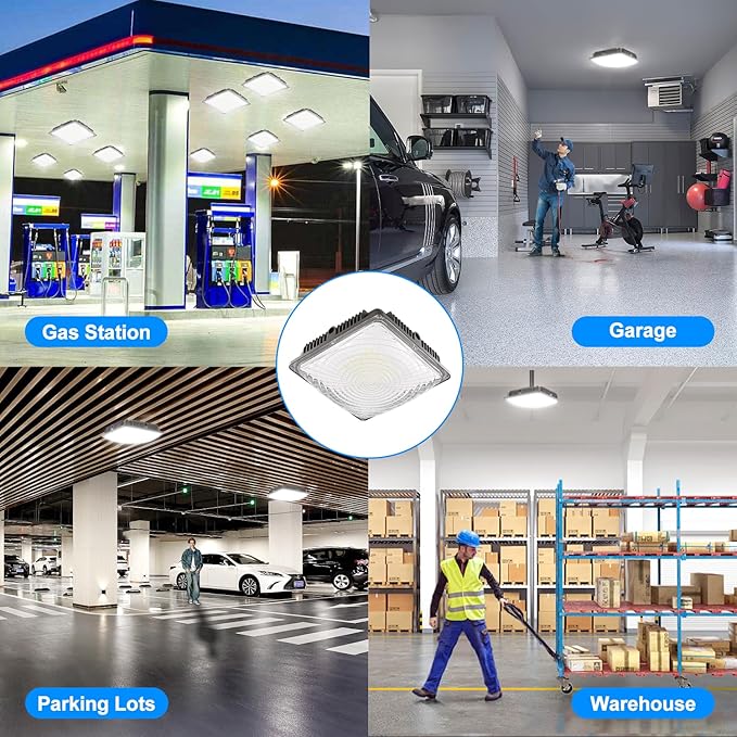 120W LED Canopy Light for Gas Station Light, 18000lm 0-10V Dimmable 5000K LED Canopy Lights, IP65 Waterproof Commercial Canopy Lights for Outdoor Garage Warehouse Shop Carpor UL Listed, 1 Pack