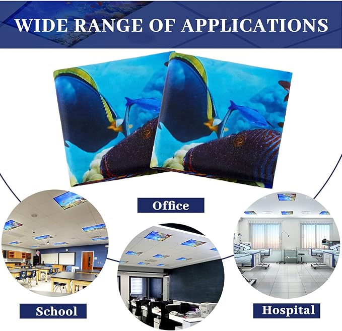 Patelai 8 Pack Fluorescent Light Covers for Classroom Ceiling 4 x 2 Feet Magnetic Light Covers Filter for Office School Drop Ceiling Supplies(Ocean Style)