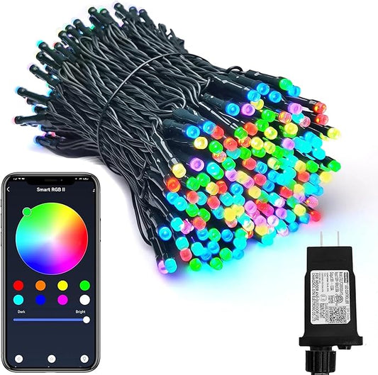 PMS Smart WiFi LED Christmas Lights, APP-Controlled RGB Fairy String Lights, Ideal for Xmas Tree, Garden, Home, Party, Halloween Festival Deco (66ft-200LED)