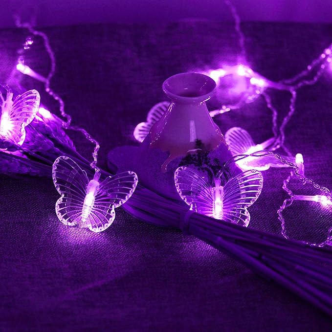 Butterfly Curtain Lights, 4.9ft 48 LED USB Window Fairy Lights 10 Butterflies 8 Modes Firefly Twinkle Timer String Lights with Remote for Room Bedroom Wall Ceiling Party Wedding Christmas