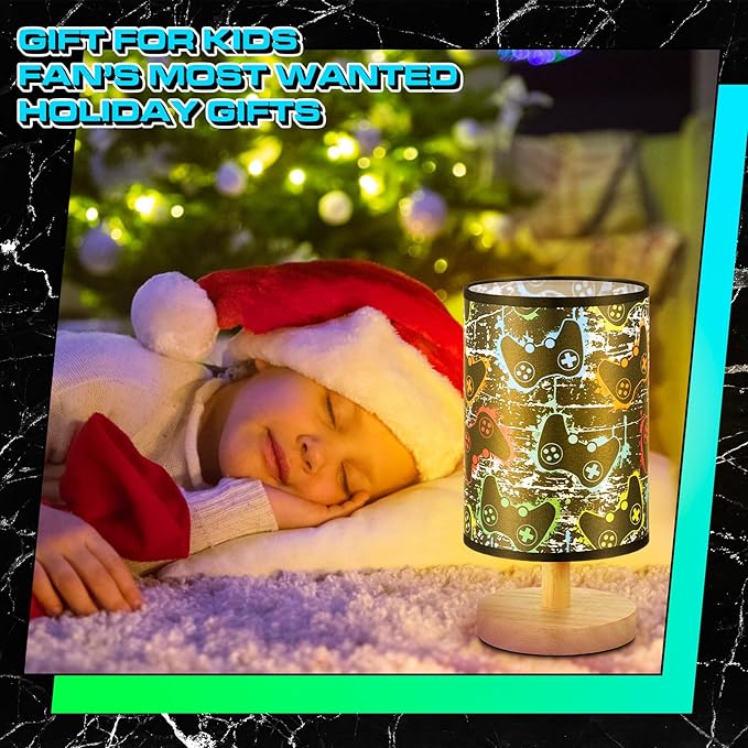 Glooglitter Video Game Table Lamp for Gifts 3 Colors Dimmable Lights 9.72 x 5.12 Inch Night Light Bedside DecLamps Oration for Bedroom Desk Birthday Gifts for Home Decor