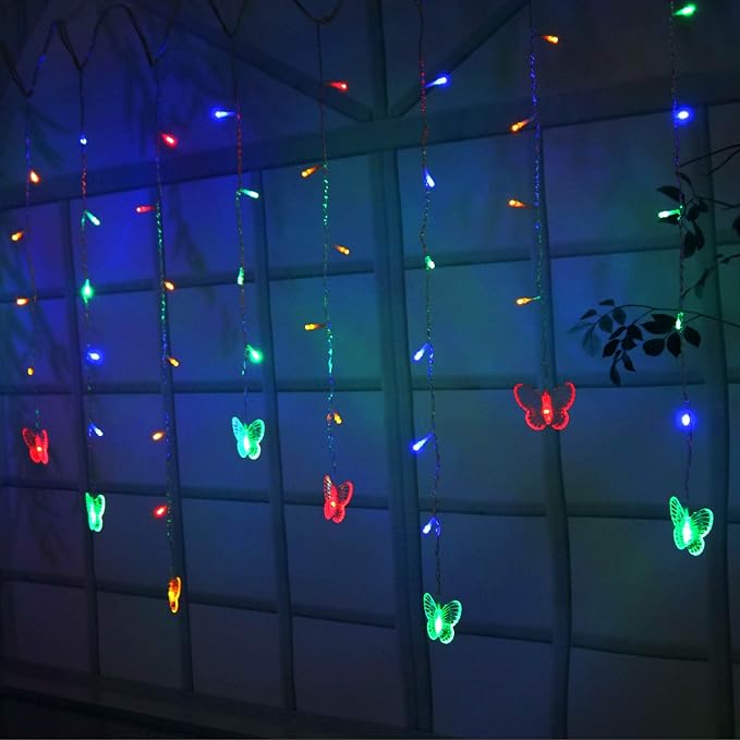 Butterfly Curtain Lights, 13ft 96 LED USB Window Fairy Lights 16 Butterflies 8 Modes Firefly Twinkle Timer String Lights with Remote for Room Bedroom Wall Ceiling Party Wedding Christmas