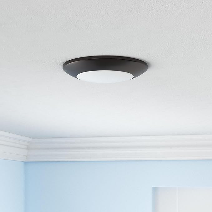 ECOELER 4 Inch Flush Mount Dimmable LED Disk Light, 3000K Warm White, 650lm Round Bronze Low Profile Recessed & Surface Mount Disk Light, 4 Pack, ETL Listed
