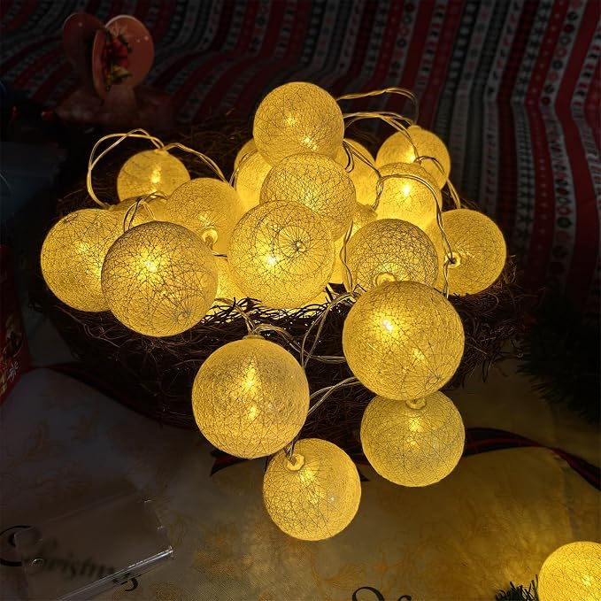 Gardeningwill 3M/10Ft 30 Warm White Ball LED Xmas Wedding Battery Operated String Fairy Light