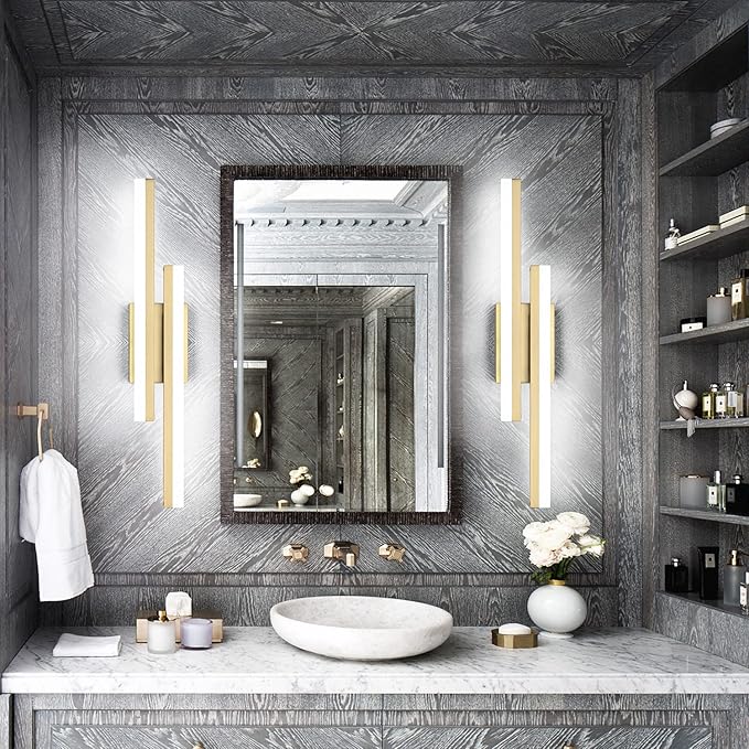 PRESDE 24" LED Bathroom Vanity Light Fixtures, Modern Brushed Gold Bathroom Lighting Bar Fixture Over Mirror Dimmable