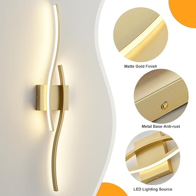 KARTOOSH 2 Pack Bathroom Vanity Lights Fixtures Over Mirror Hardwired Gold Light Fixture Wall Lights 3CCT Dimmable LED Bathroom Light Fixtures 31.5 Inch Modern Wall Sconce Picture Lights for Wall