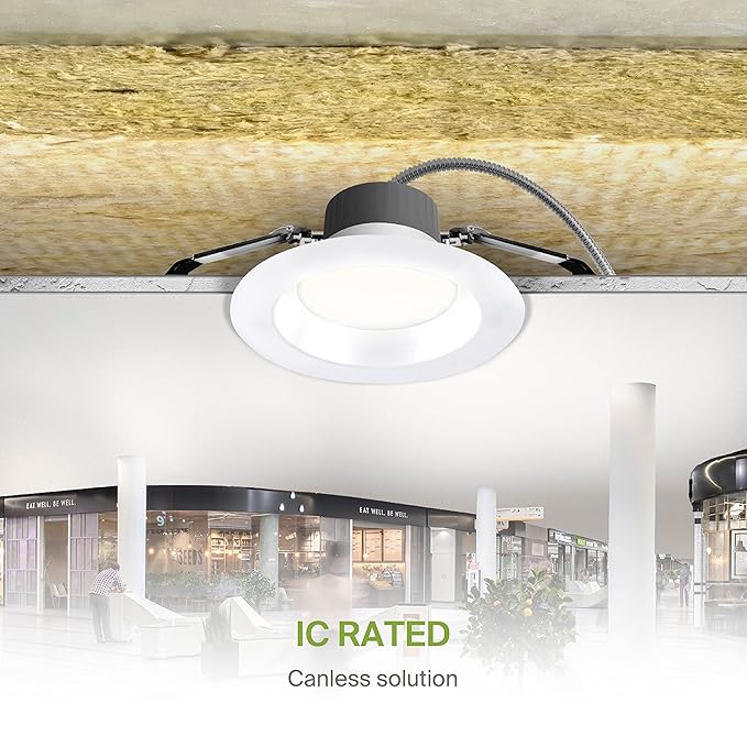 ASD 6 Inch Commercial Canless LED Downlight, Power Adjustable 10/15/22W Lighting, Round Dimmable Recessed Ceiling Light Fixture, 5 Color Temperatures 2700K-5000K, 120-277V IC Rated UL & Energy Star