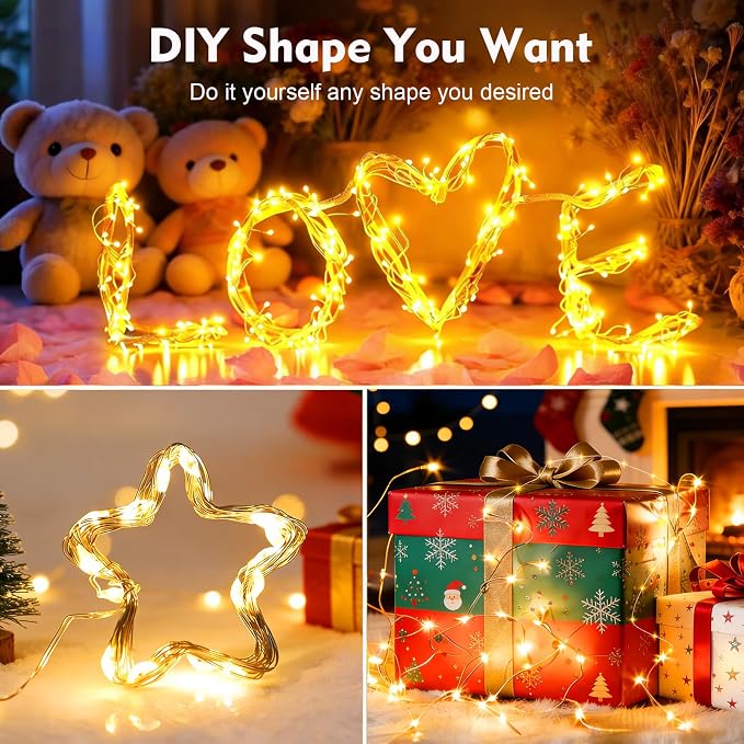 1 Pack USB Plug in Fairy String Lights,16ft 50 LED Copper with Remote and Timer, 8 Modes Waterproof Twinkle String Lights for Bedroom Indoor Party Wedding Christmas Decoration
