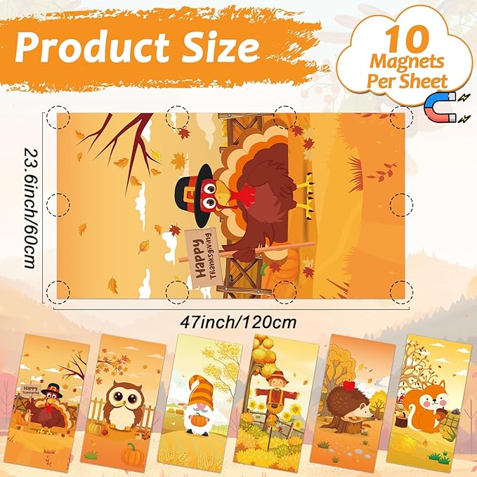 6 Pcs Fluorescent Light Covers with 60 Magnets Fall Animal Decorative for Classroom Ceiling Light 4 x 2 Feet Magnetic Lights Covers Filter for Office Hospitals Home Autumn Classroom Decor(Fall Animal)