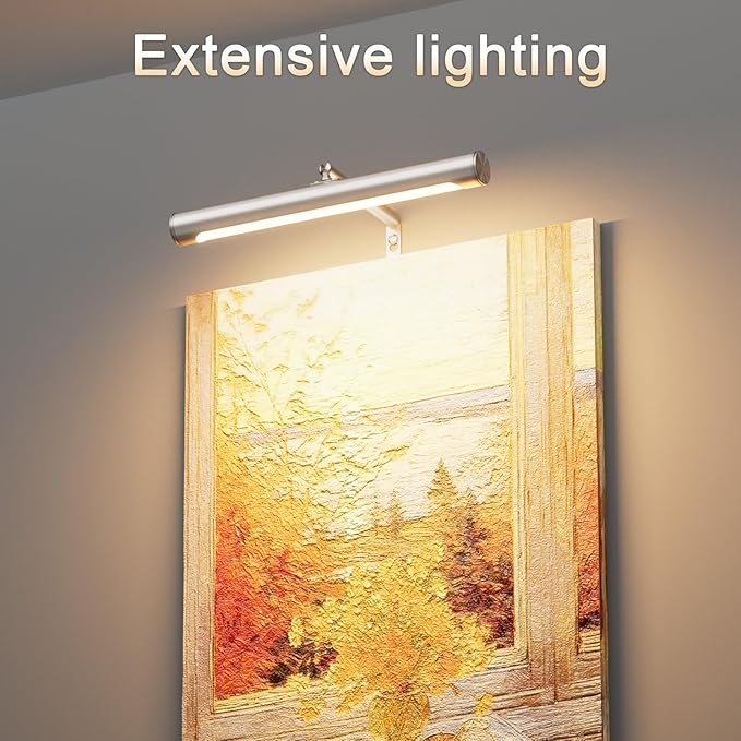 4W Picture Light Plug in, 12" Adjustable LED Art Light with Remote Control, Dimmable Wall Light for Picture Display Dartboard Art Work (Nickel)