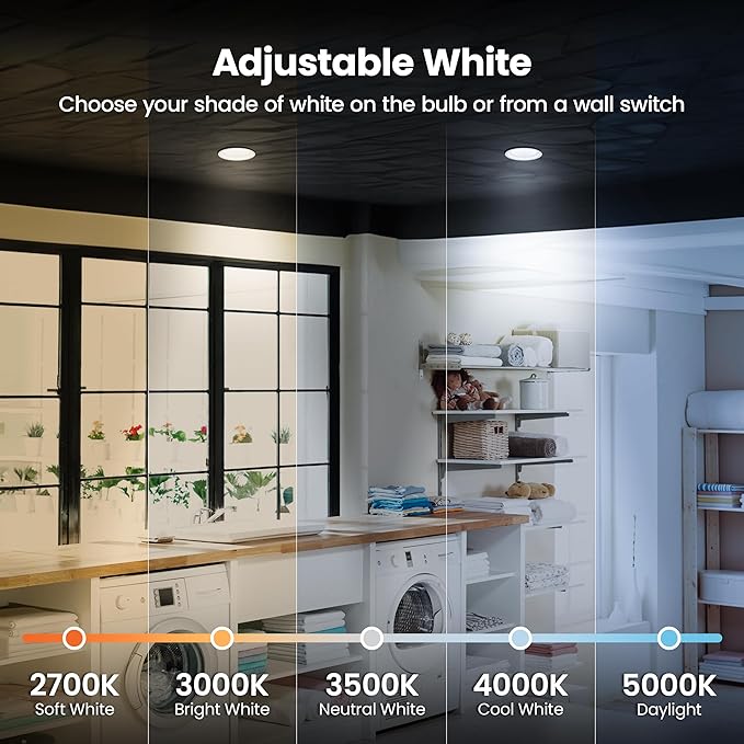 Feit Electric 4" LED Canless Recessed Downlight with Integrated J-Box, High Output, 75W Equivalent, Dimmable, 5CCT Selectable White, 90 CRI, 850 Lumens, 45-Year Lifetime, 4 Pack, LEDR4HOJBX/6WYCA/4