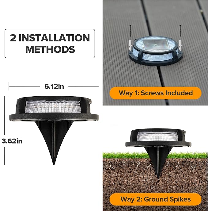 LUTEC 2 Pack Solar Deck Lights Driveway Dock 12 LEDs Light Solar Powered Outdoor Waterproof Road Markers for Step Sidewalk Stair Garden Ground Pathway Yard (Blue)