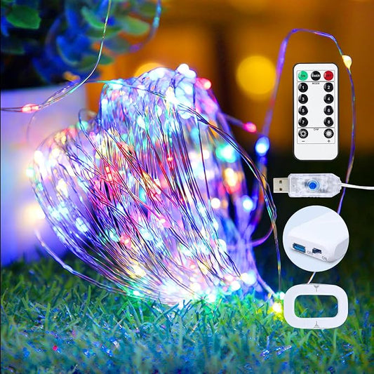 2 Pack USB Plug in Fairy String Lights,16ft 50 LED Copper with Remote and Timer, 8 Modes Waterproof Twinkle String Lights for Bedroom Indoor Party Wedding Christmas Decoration