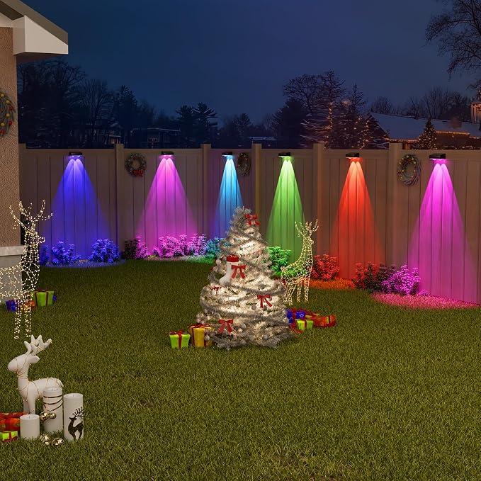 VOLISUN Solar Fence Lights Outdoor 12 Pack, 10 Colors ＆ Color Changing Fence Lights Solar Powered, Fast Charging, IP65 Waterproof LED Solar Lights for Fence, Backyard, Garden, Railing, Deck, Patio