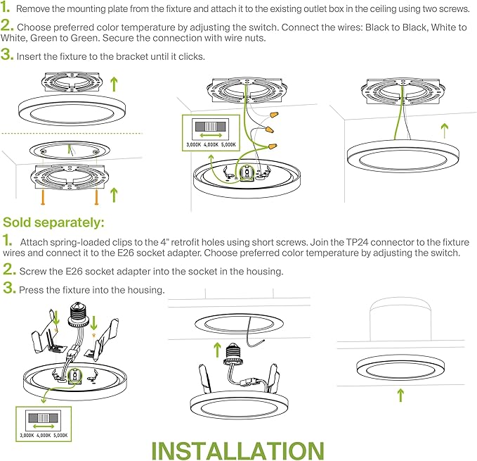ASD LED 12" Round Flush Mount Ceiling Light Fixture, Low Profile Surface Lighting | 5CCT, Dimmable, Ultra-Thin, ETL Listed | 24W 1900LM 2700-6000K 120V | Kitchen, Hallway Lamp | Black, 12 Pack