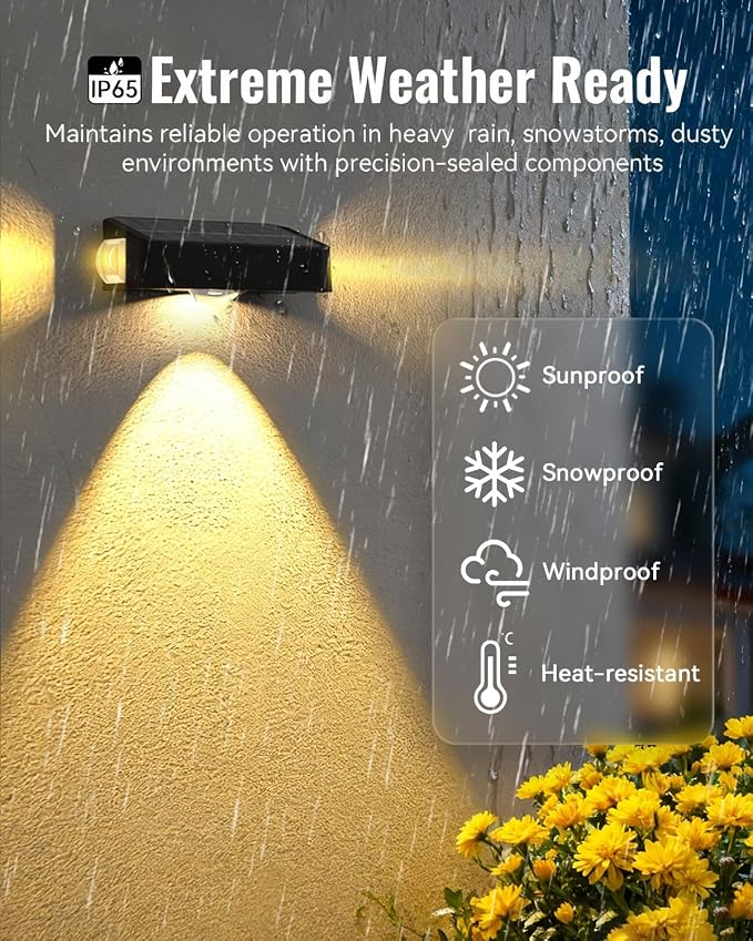 Solar Fence Lights Outdoor with 3-Way Lensed Lighting, Fence Light Solar Powered 12 Mode RGB Color Changing, Warm/Cool White, IP65 Waterproof for Deck, Wall, Patio, Backyard, Outside(12 Pack)