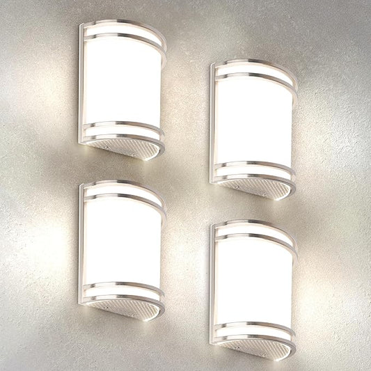 ASD LED Indoor Wall Mount Light Fixture - 8 Inch 15W Modern Interior Nickel Dimmable Wall Sconce Light - ETL 3000K 4000K 5000K Adjustable - Hallway, Bedroom LED Wall Lights, 4 Pack