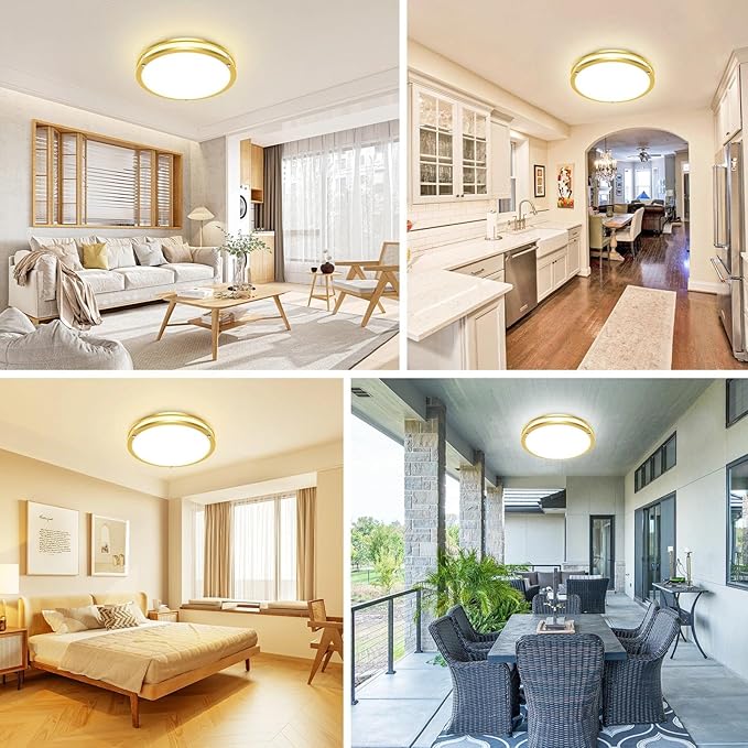 libtit 10Inch Flush Mount Ceiling Lights, 18W Dimmable LED Ceiling Light 3000K-6500K Adjustable, Round Slim Gold Light Fixture for Closet Pantry Hallway Kitchen Bathroom-1 Pack